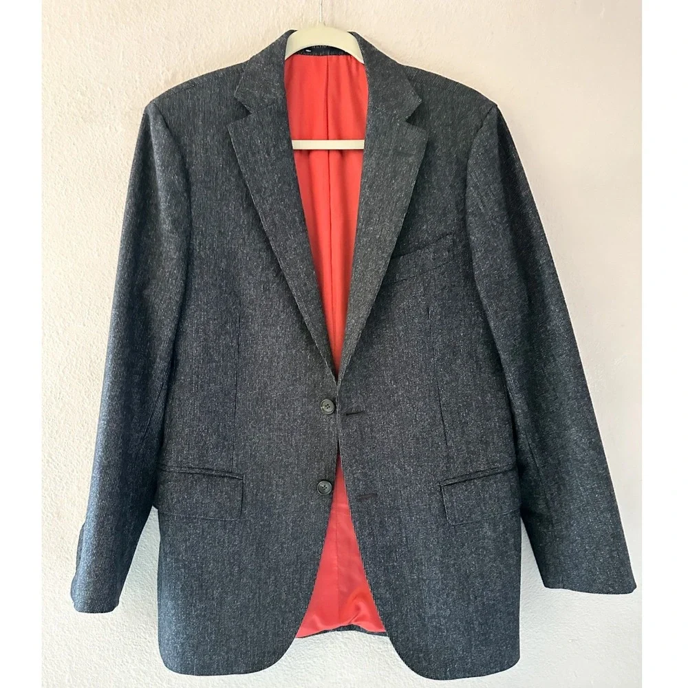 SUITSUPPLY Men's Sienna Single‎ Breasted Wool Blue Blazer Jacket Size 46R